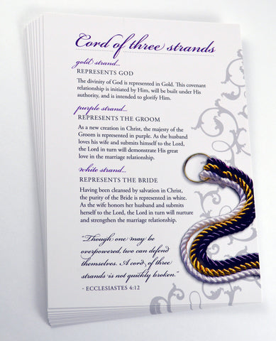 Three String Cord Scripture God's Knot - Cord of Three Strands and Christian Wedding Resources